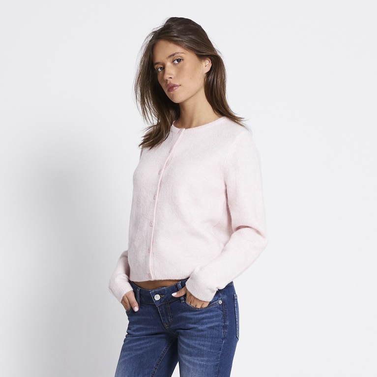 Basic knit cardigan "Audrey" Soft Pink